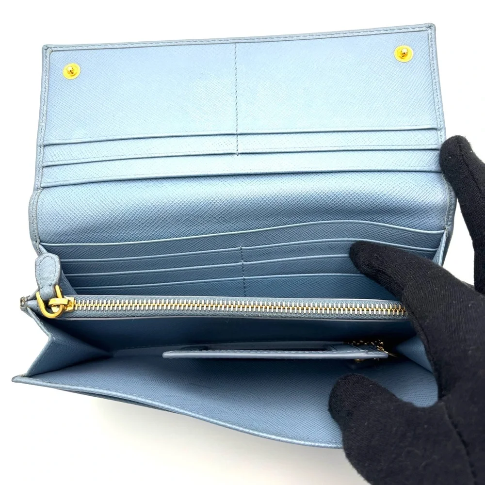 Prada Light‎ Blue Saffiano Leather Wallet